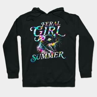 feral girl summer funny possum tie dye Hoodie